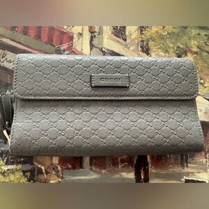 Gucci Guccissima GG Embossed Leather Continental Wallet Taupe